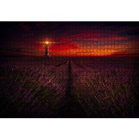 Cakapuzzle Günbatımı Deniz Feneri ve Lavanta Tarlası Mdf 1000 Parça Puzzle
