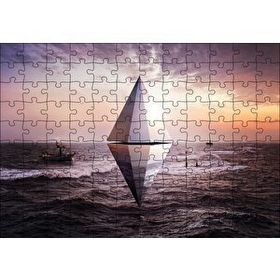 Cakapuzzle Günbatımı Deniz Kristal Üçgen 3d 120 Parça Puzzle