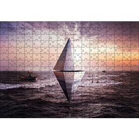 Cakapuzzle Günbatımı Deniz Kristal Üçgen 3d 255 Parça Puzzle
