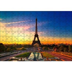 Cakapuzzle Günbatımı Eyfel Kulesi ve Bulutlu Gökler 120 Parça Ahşap Puzzle