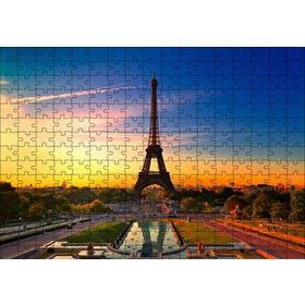 Cakapuzzle Günbatımı Eyfel Kulesi ve Bulutlu Gökler 120 Parça Ahşap Puzzle