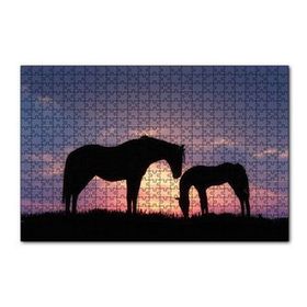 Cakapuzzle Günbatımı İki At Silüeti 120 Parça Ahşap Puzzle