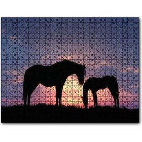 Cakapuzzle Günbatımı Iki At Silüeti 500 Parça Puzzle