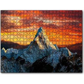Cakapuzzle Günbatımı Kızıl Gökyüzü ve Karlı Zirve Mdf 120 Parça Puzzle