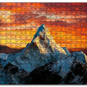 Cakapuzzle Günbatımı Kızıl Gökyüzü ve Karlı Zirve Mdf 500 Parça Puzzle