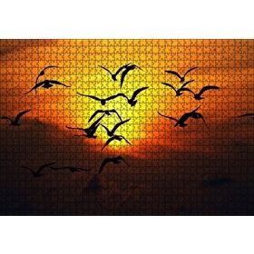 Cakapuzzle Günbatımı Kuşlar Silüet 120 Parça Ahşap Puzzle