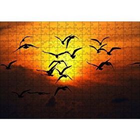 Cakapuzzle Günbatımı Kuşlar Silüet 120 Parça Ahşap Puzzle