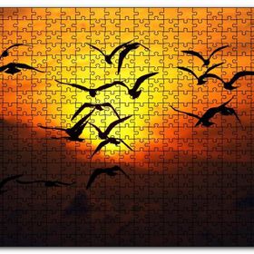 Cakapuzzle Günbatımı Kuşlar Silüet Mdf 120 Parça Puzzle