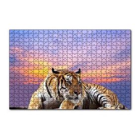 Cakapuzzle Günbatımı Mor Gökler ve Kaplan 120 Parça Ahşap Puzzle