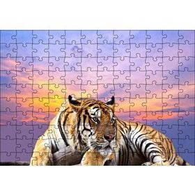 Cakapuzzle Günbatımı Mor Gökler ve Kaplan 120 Parça Ahşap Puzzle