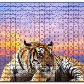 Cakapuzzle Günbatımı Mor Gökler ve Kaplan Mdf 120 Parça Puzzle