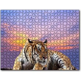 Cakapuzzle Günbatımı Mor Gökler ve Kaplan Mdf 120 Parça Puzzle