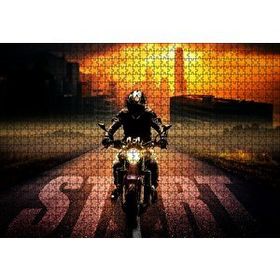 Cakapuzzle Günbatımı Motorsiklet Gökdelenler Start 120 Parça Ahşap Puzzle