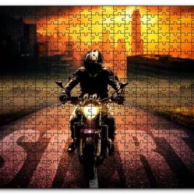 Cakapuzzle Günbatımı Motorsiklet Gökdelenler Start Mdf 1000 Parça Puzzle