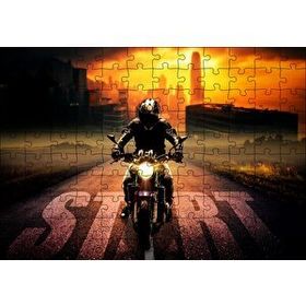 Cakapuzzle Günbatımı Motorsiklet Gökdelenler Start Mdf 120 Parça Puzzle