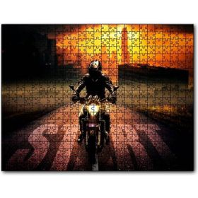 Cakapuzzle Günbatımı Motorsiklet Gökdelenler Start Mdf 500 Parça Puzzle
