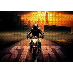Cakapuzzle Günbatımı Motorsiklet Gökdelenler Start Mdf 500 Parça Puzzle