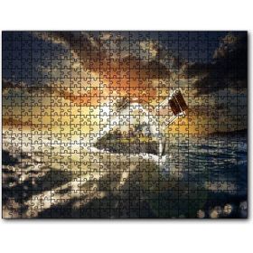 Cakapuzzle Günbatımı Okyanus Şişe Yengeç ve Kumsal Evi Mdf 1000 Parça Puzzle