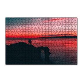 Cakapuzzle Günbatımı Sahil Kayalıklar ve Yalnız Adam Silüeti 120 Parça Ahşap Puzzle