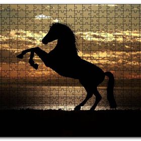 Cakapuzzle Günbatımı Şahlanmış At Silüeti Mdf 1000 Parça Puzzle