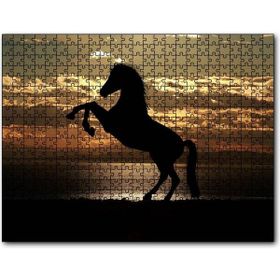 Cakapuzzle Günbatımı Şahlanmış At Silüeti Mdf 1000 Parça Puzzle