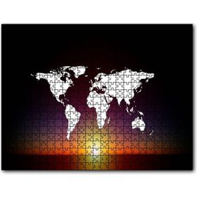 Cakapuzzle Günbatımı ve Dünya Haritası 120 Parça Puzzle