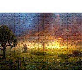 Cakapuzzle Günbatımı Yeldeğirmeni ve Hortum 120 Parça Ahşap Puzzle