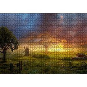 Cakapuzzle Günbatımı Yeldeğirmeni ve Hortum Mdf 1000 Parça Puzzle
