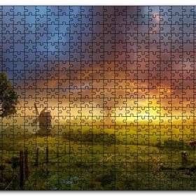 Cakapuzzle Günbatımı Yeldeğirmeni ve Hortum Mdf 500 Parça Puzzle