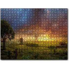 Cakapuzzle Günbatımı Yeldeğirmeni ve Hortum Mdf 500 Parça Puzzle