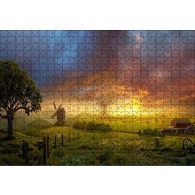 Cakapuzzle Günbatımı Yeldeğirmeni ve Hortum Mdf 500 Parça Puzzle