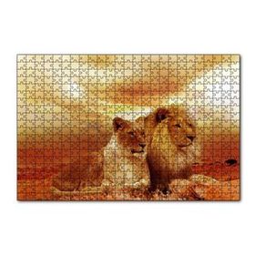 Cakapuzzle Günbatımında Aslan Çifti 120 Parça Ahşap Puzzle