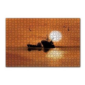 Cakapuzzle Günbatımında Balıkçı Tekneleri ve Martılar 120 Parça Ahşap Puzzle