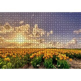 Cakapuzzle Günbatımında Bulutlar ve Sarı Laleler Mdf 1000 Parça Puzzle