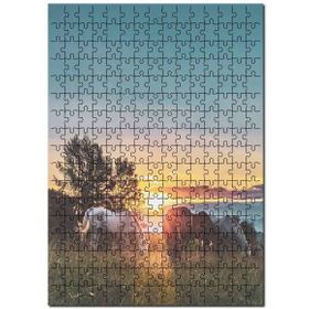 Cakapuzzle Günbatımında Çayırda Otlayan Atlar Mdf 1000 Parça Puzzle