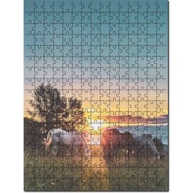 Cakapuzzle Günbatımında Çayırda Otlayan Atlar Mdf 1000 Parça Puzzle