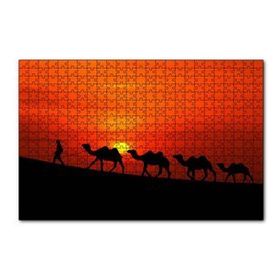 Cakapuzzle Günbatımında Develeri Çeken Adam 120 Parça Ahşap Puzzle
