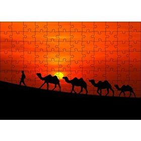 Cakapuzzle Günbatımında Develeri Çeken Adam 120 Parça Ahşap Puzzle