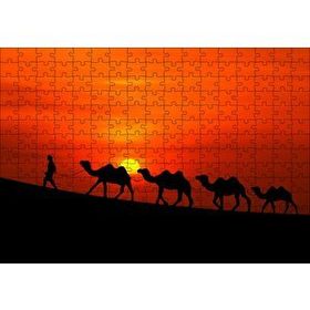 Cakapuzzle Günbatımında Develeri Çeken Adam Mdf 255 Parça Puzzle