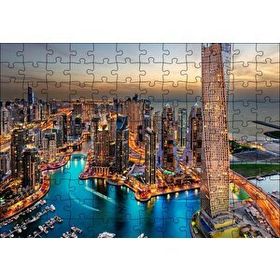 Cakapuzzle Günbatımında Gökdelenler ve Şehir Işıkları Mdf 120 Parça Puzzle