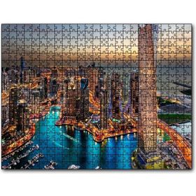 Cakapuzzle Günbatımında Gökdelenler ve Şehir Işıkları Mdf 500 Parça Puzzle