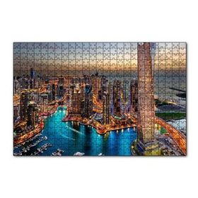 Cakapuzzle Günbatımında Gökdelenler ve Şehir Işıkları Yapboz MDF Puzzle