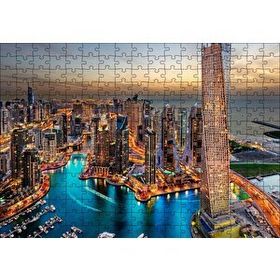 Cakapuzzle Günbatımında Gökdelenler ve Şehir Işıkları Yapboz MDF Puzzle