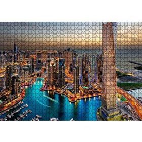 Cakapuzzle Günbatımında Gökdelenler ve Şehir Işıkları Yapboz MDF Puzzle