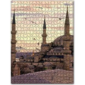 Cakapuzzle Günbatımında Istanbul Camisi ve Martılar 120 Parça Puzzle