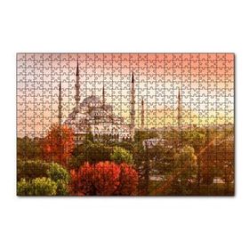 Cakapuzzle Günbatımında İstanbul Camisi ve Sonbahar Renkleri 120 Parça Ahşap Puzzle