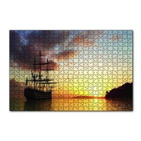 Cakapuzzle Günbatımında Kalyon 120 Parça Ahşap Puzzle