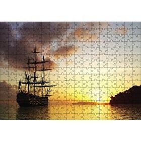 Cakapuzzle Günbatımında Kalyon 120 Parça Ahşap Puzzle