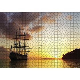 Cakapuzzle Günbatımında Kalyon 120 Parça Ahşap Puzzle