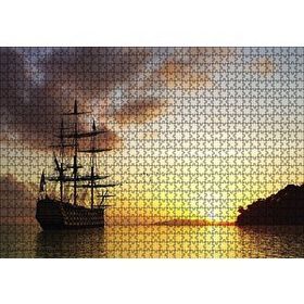 Cakapuzzle Günbatımında Kalyon 120 Parça Ahşap Puzzle